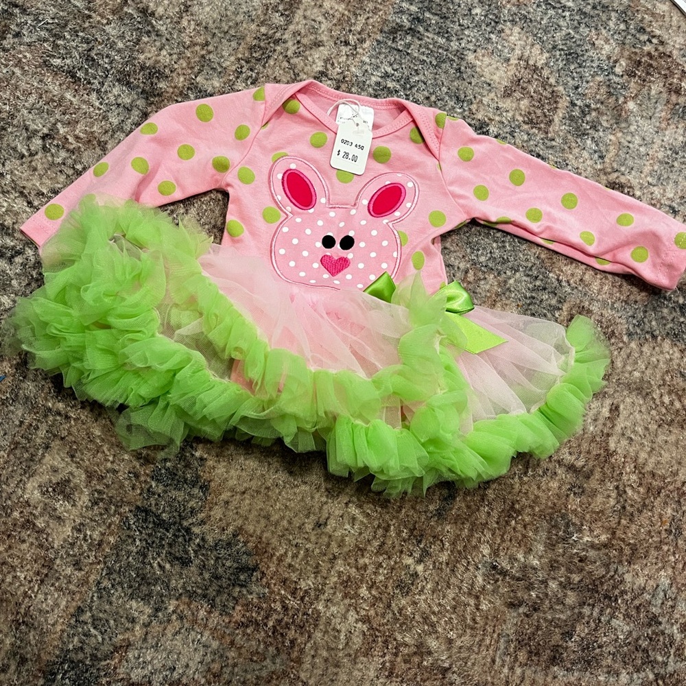 Adorable Pink and Green Bunny Tutu Costume